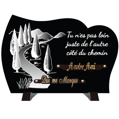 Plaque monochrome Chemin arbre texte | Artis Funéraire