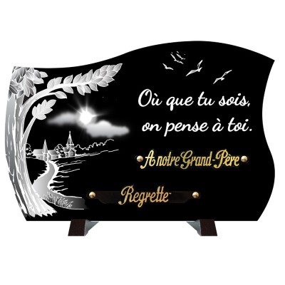 Plaque monochrome Arbre village texte | Artis Funéraire