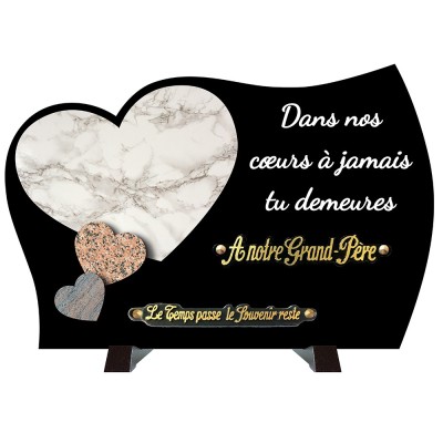 Plaque funéraire monochrome Cœurs texte | Artis Funéraire
