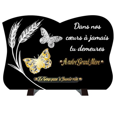 Plaque monochrome Papillons texte | Artis Funéraire