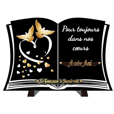 Plaque funéraire monochrome Livre texte | Artis Funéraire
