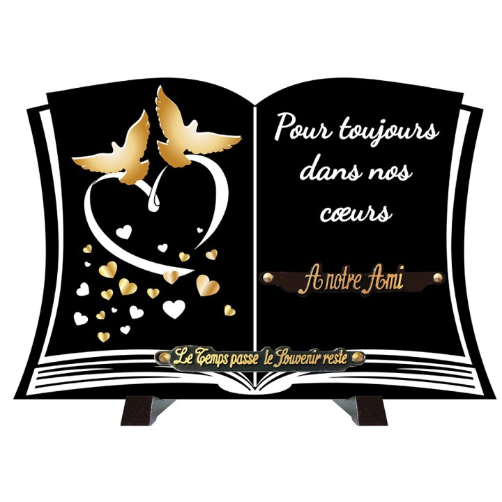 Plaque funéraire monochrome Livre texte | Artis Funéraire