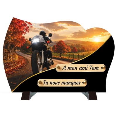 Plaque funéraire monochrome Moto | Artis Funéraire