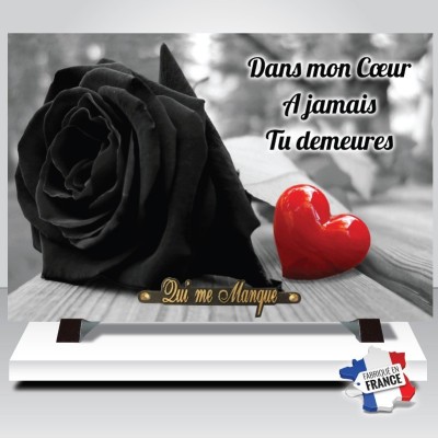 Plaque funéraire Rose noire et cœur | Artis