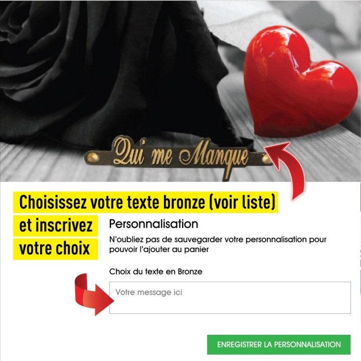 Plaque funéraire Rose noire et cœur | Artis