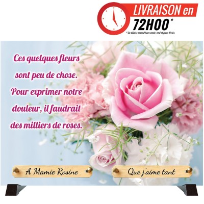 Plaque funéraire rose et oeillet | Artis