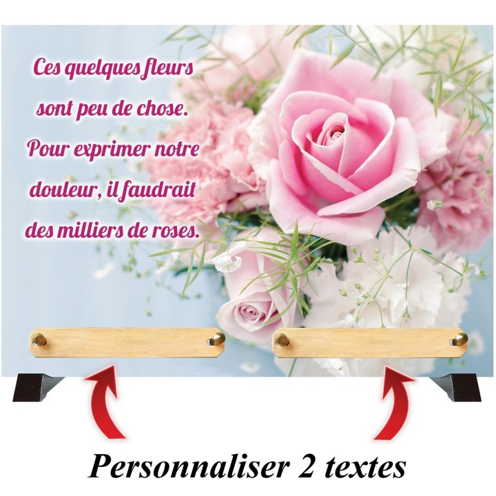 Plaque funéraire rose et oeillet | Artis