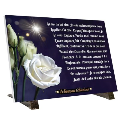 Plaque funéraire rose blanche 35 × 25 cm | Artis