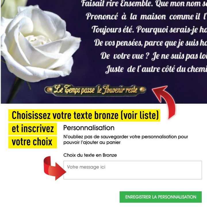 Plaque funéraire rose blanche 35 × 25 cm | Artis