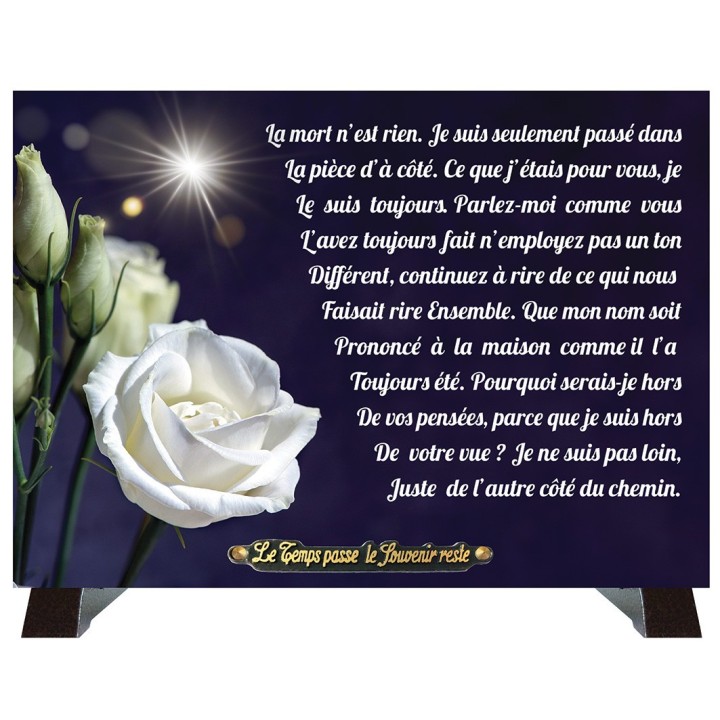 Plaque funéraire rose blanche 35 × 25 cm | Artis