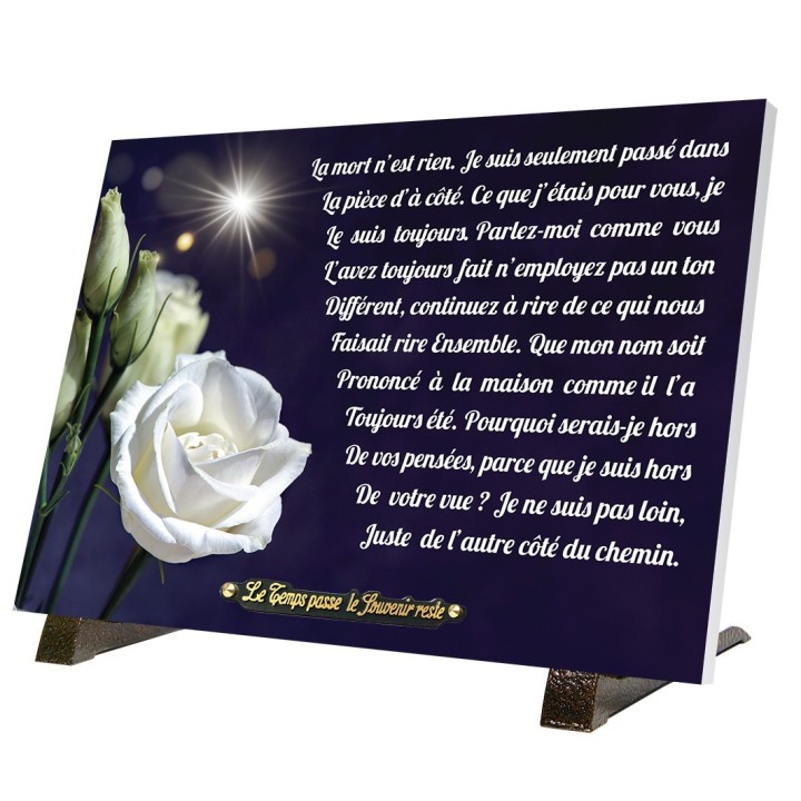 Plaque funéraire rose blanche 35 × 25 cm | Artis