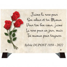 Plaque funéraire 3 roses