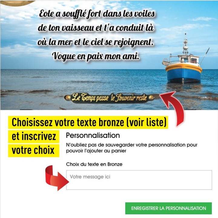 Plaque funéraire Mer et Bateau | Artis