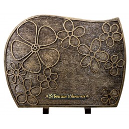 Plaque Funéraire Bronze Fleurs