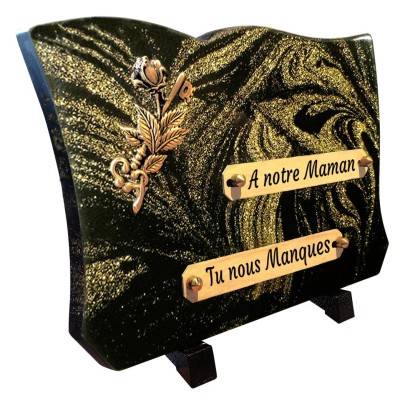 Plaque funéraire Pailletée or 19 × 27 cm | Artis