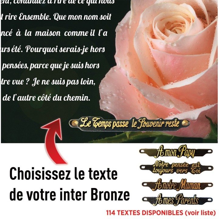 Plaque funéraire Rose 25 × 35 cm | Artis
