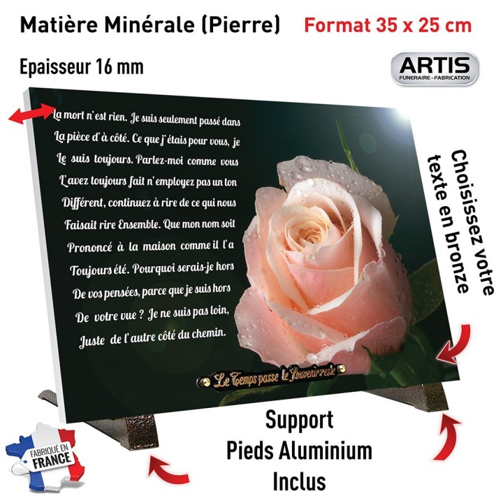 Plaque funéraire Rose 25 × 35 cm | Artis