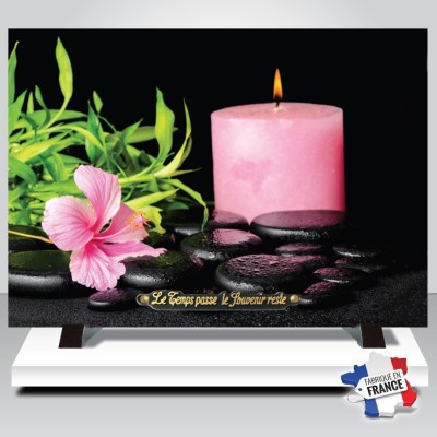 Plaque funéraire Bougies et Hibiscus | Artis