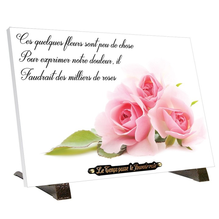 Plaque funéraire 3 roses 25 × 35 cm | Artis