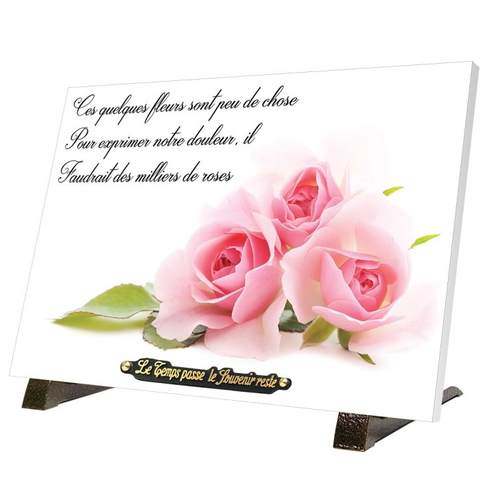 Plaque funéraire 3 roses 25 × 35 cm | Artis