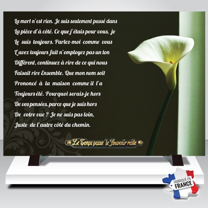 Plaque funéraire fleur Arum | Artis