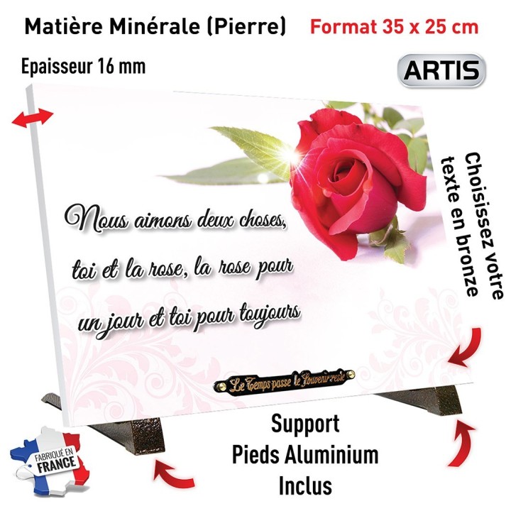 Plaque funéraire rose éclat | Artis