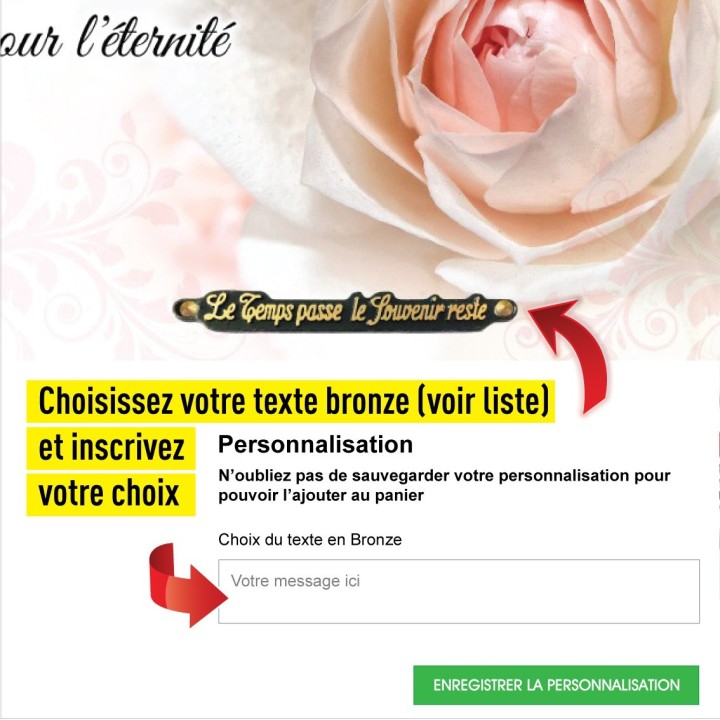 Plaque funéraire rose blanche 25 × 35 cm | Artis