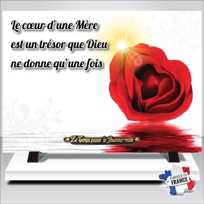 Plaque funéraire Cœur rose rouge | Artis