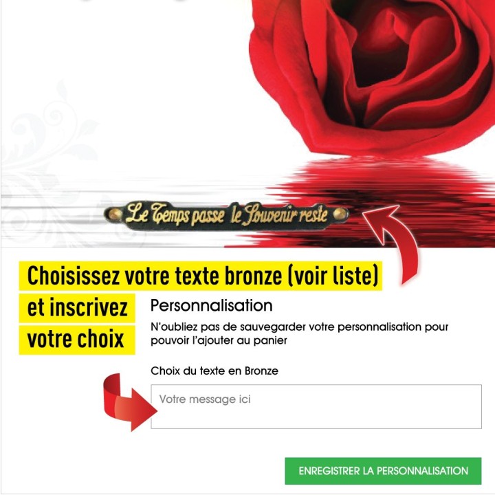 Plaque funéraire Cœur rose rouge | Artis
