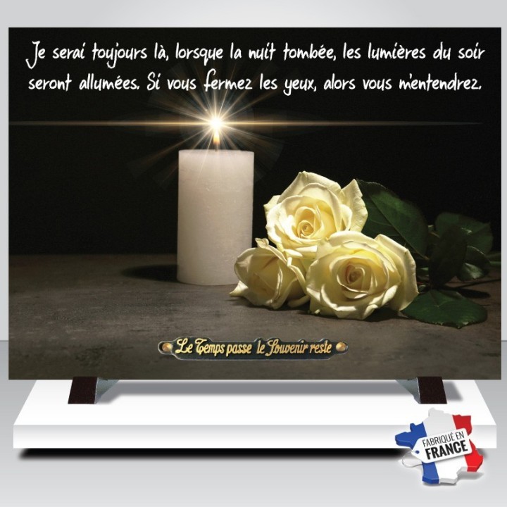 Plaque funéraire Rose et bougie | Artis