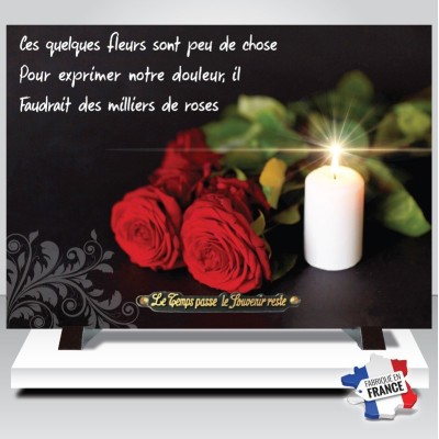 Plaque funéraire Rose rouge et Bougies | Artis