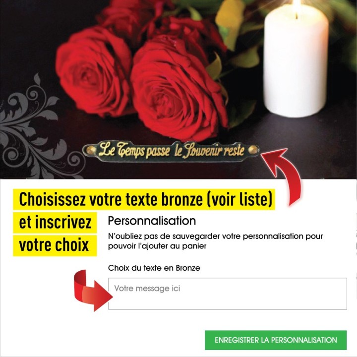 Plaque funéraire Rose rouge et Bougies | Artis