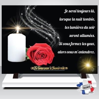 Plaque funéraire Une Rose rouge et Bougies | Artis