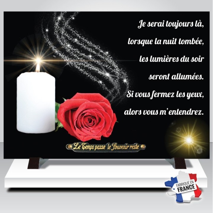 Plaque funéraire Une Rose rouge et Bougies | Artis