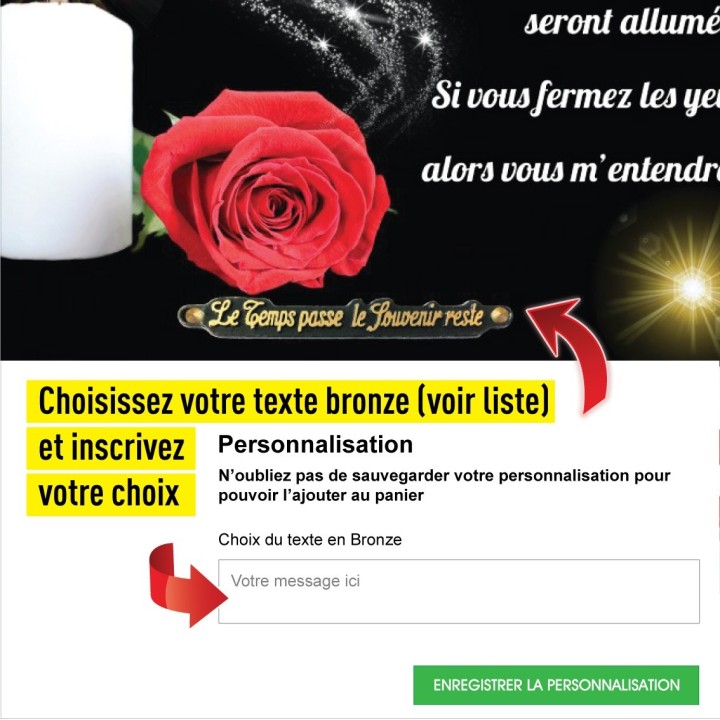 Plaque funéraire Une Rose rouge et Bougies | Artis