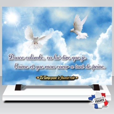 Plaque funéraire Colombe et nuage | Artis
