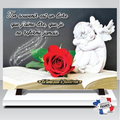 Plaque funéraire Une Rose rouge et un ange | Artis