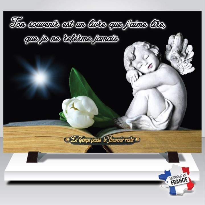 Plaque funéraire Une Tulipe blanche et un ange | Artis
