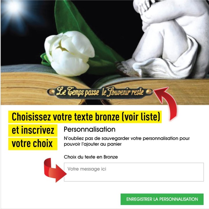 Plaque funéraire Une Tulipe blanche et un ange | Artis