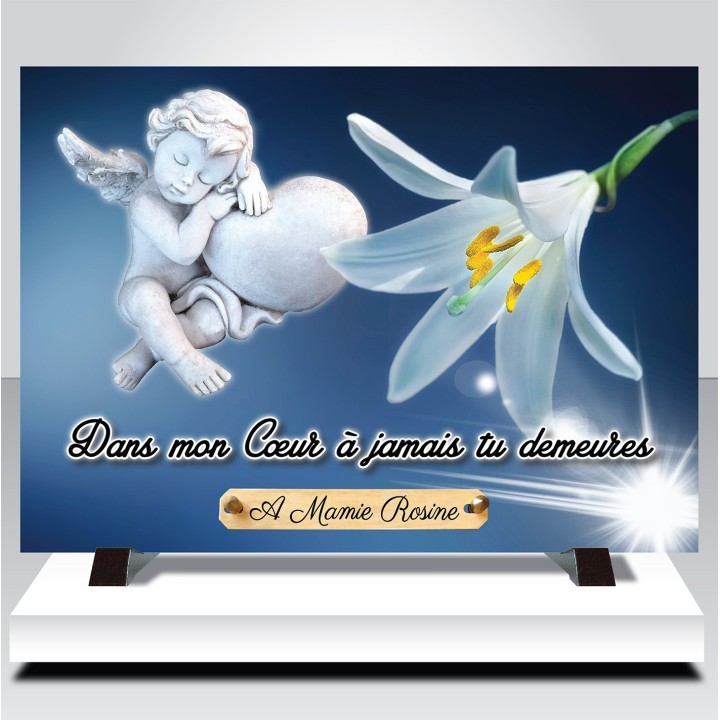Plaque funéraire Ange et fleur | Artis