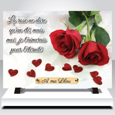 Plaque funéraire Rose et cœurs | Artis
