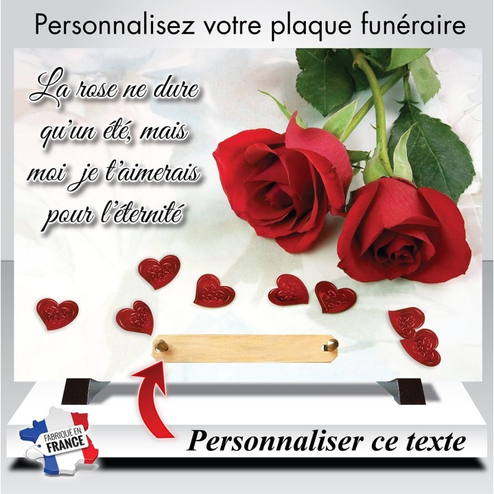 Plaque funéraire Rose et cœurs | Artis