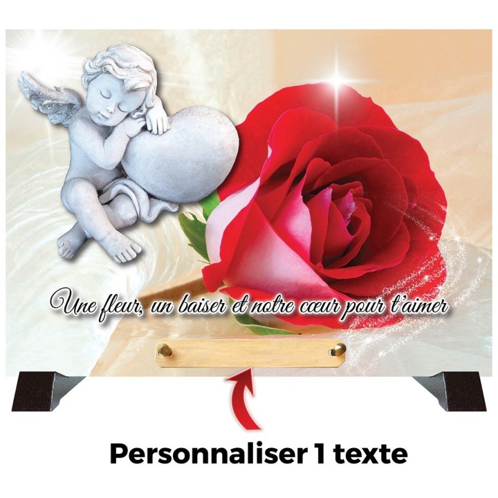 Plaque funéraire Ange et rose | Artis