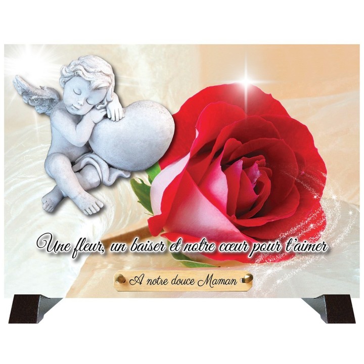 Plaque funéraire Ange et rose | Artis