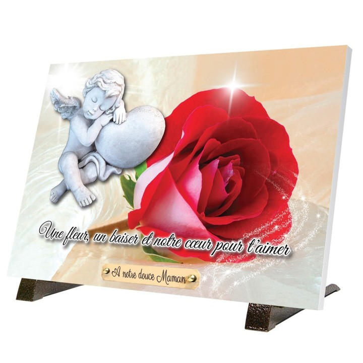 Plaque funéraire Ange et rose | Artis