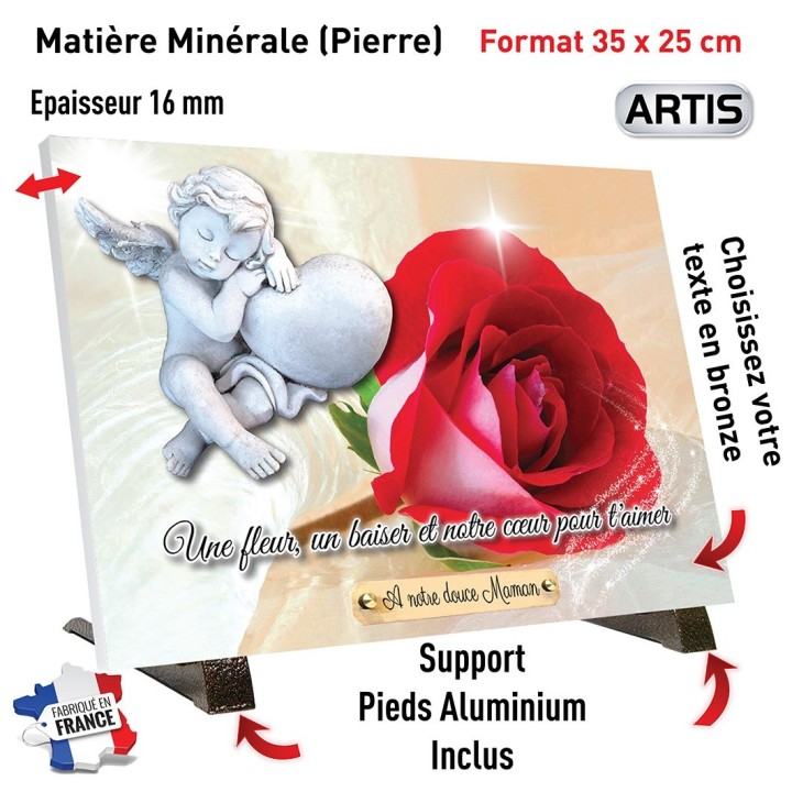 Plaque funéraire Ange et rose | Artis