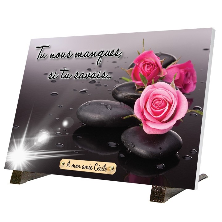 Plaque funéraire Roses et galets | Artis