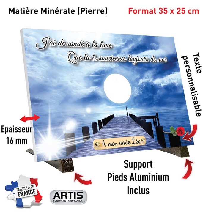 Plaque funéraire Lune et Ponton | Artis