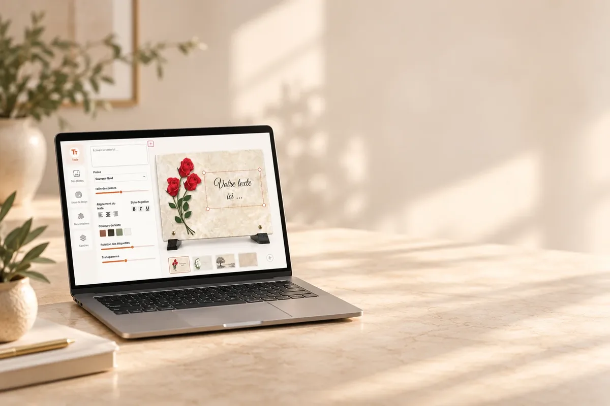 Personnalisation en ligne d'une plaque funéraire Artis